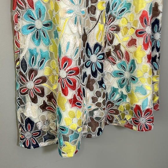 Anthropologie Eva Franco Embroidered Floral Midi Skirt Mesh Satin Lined Sz 6 - Picture 9 of 14